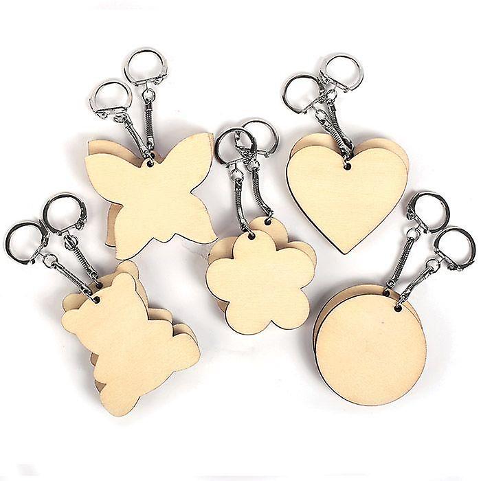 10 wooden key chain 5.5 x 5.5 cm