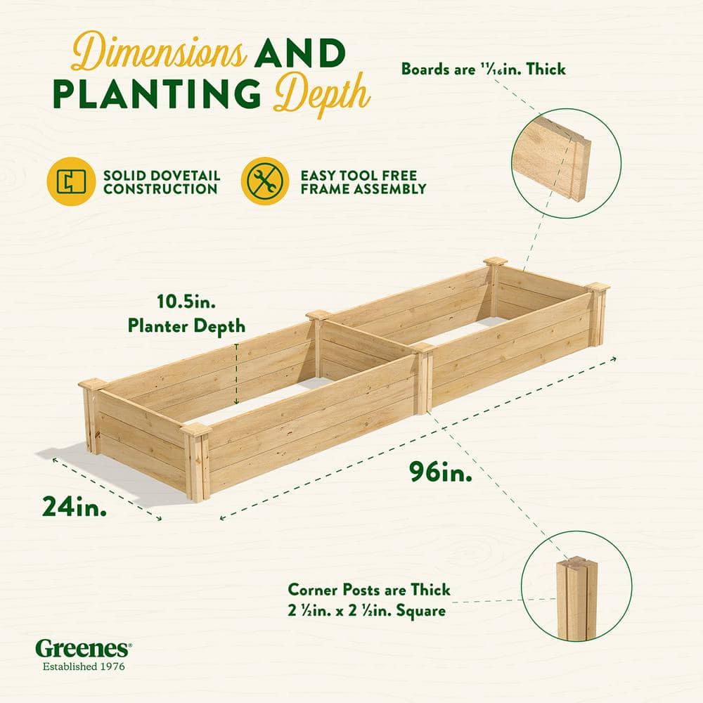 Greenes Fence 2 ft. x 8 ft. x 10.5 in. Original Cedar Raised Garden Bed RC24966T