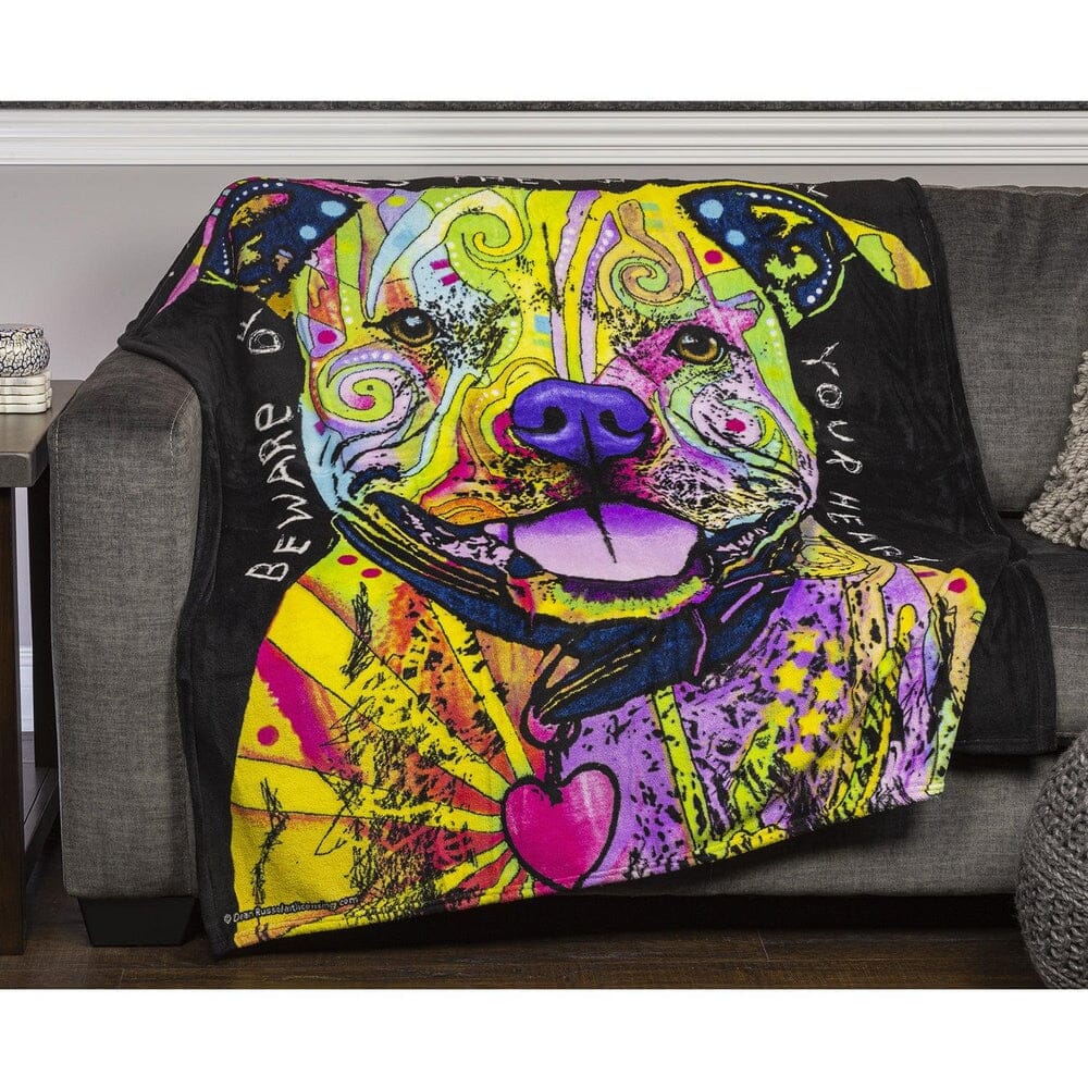 Beware of Pit Bulls They Will Steal Your Heart Super Soft Plush Fleece Throw Blanket by Dean Russo