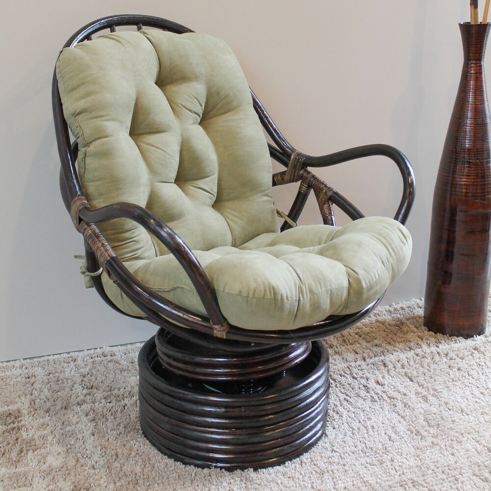 Bali Rattan Swivel Rocker with Microsuede Cushion