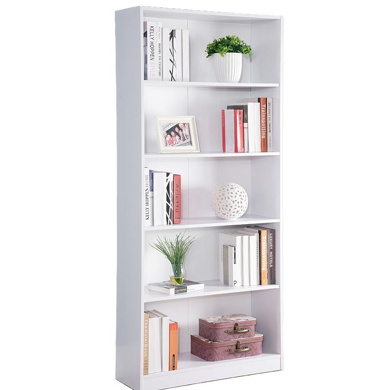 FC Design  White Bookcase Cabinet with 5 Shelves