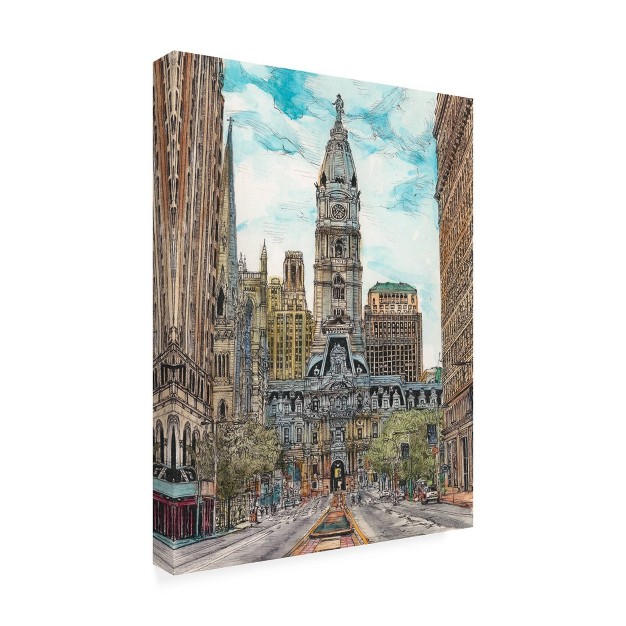 X 24 quot Us Cityscape Philadelphia By Melissa Wang Trademark Fine Art