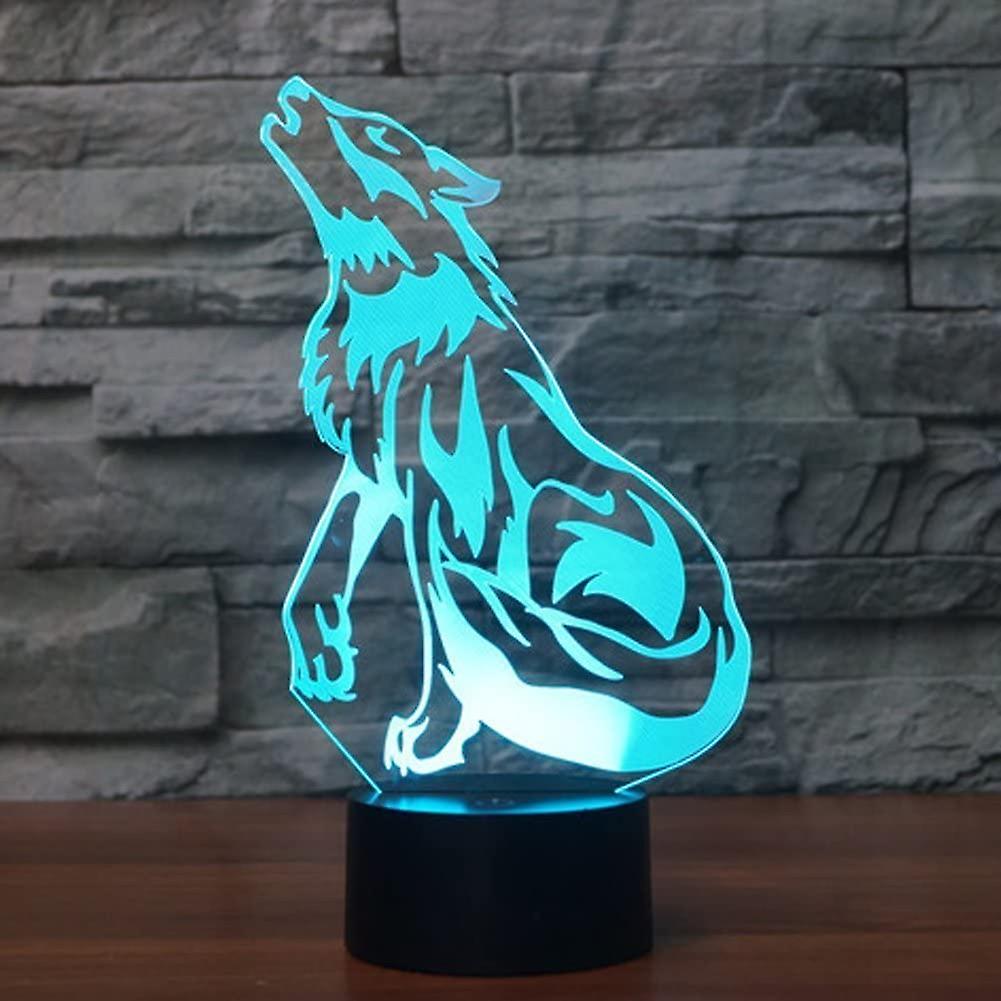 3d Leader Wolf Night Light Touch Switch 7 Color Change Led Table Desk Lamp Acrylic Flat Abs Base Usb Charger Home Toy Brithday Xmas Kid Children Gift