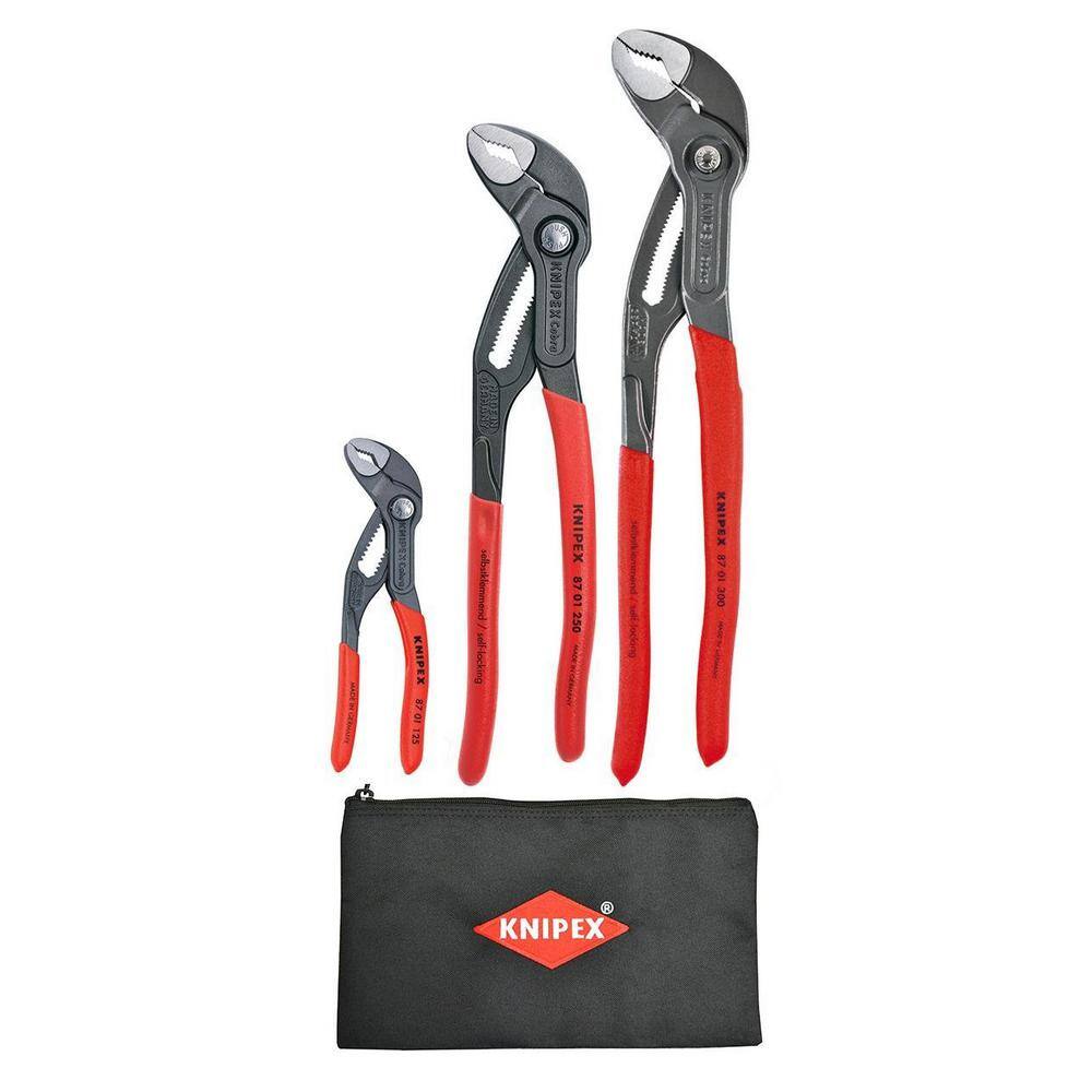 KNIPEX 12 in. Cobra Box Joint Pliers Set with Storage Pouch (3-Piece) 9K 00 80 122 US