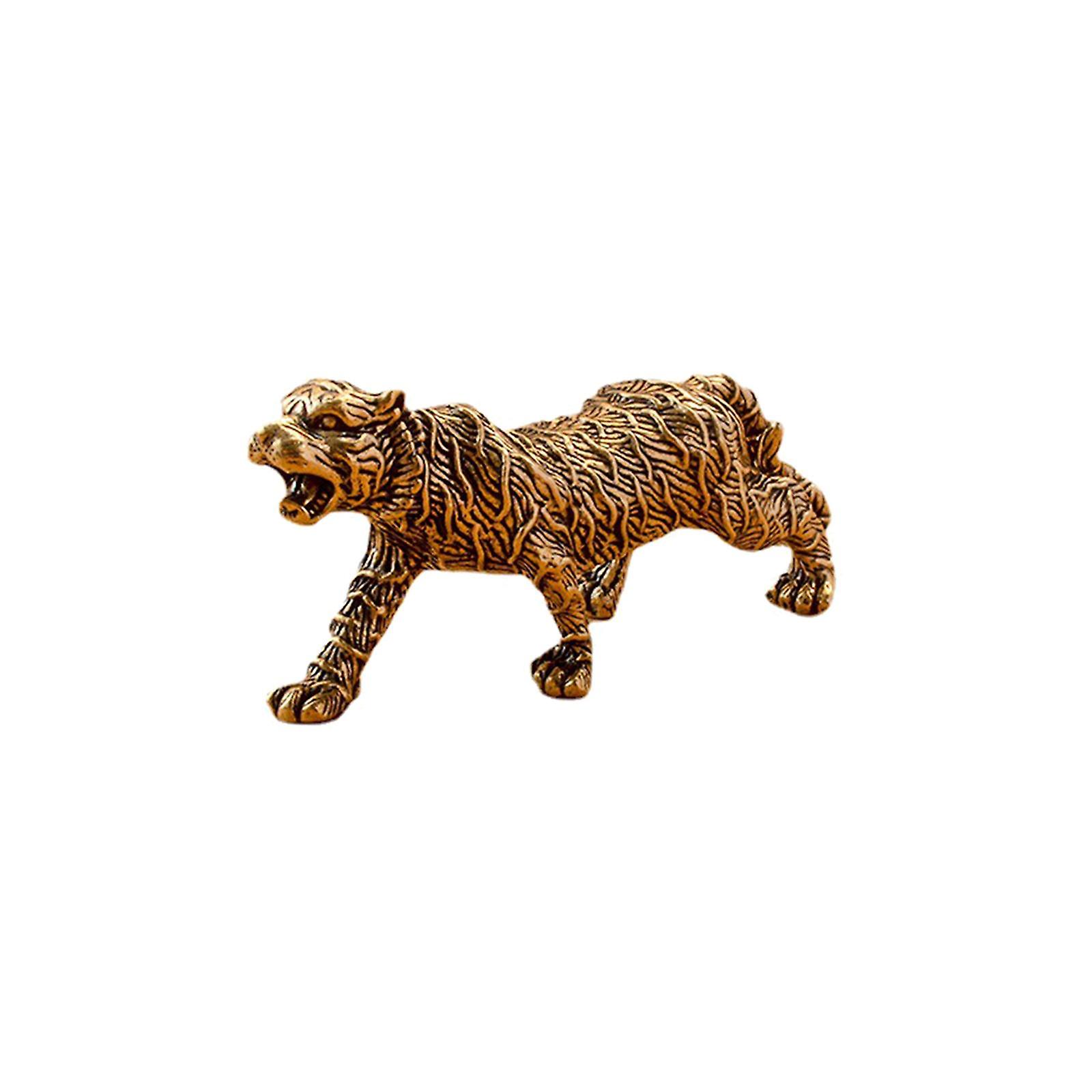 Brass Tiger Statue Gift Copper Tiger Ornament For Office Dining Room Cabinet