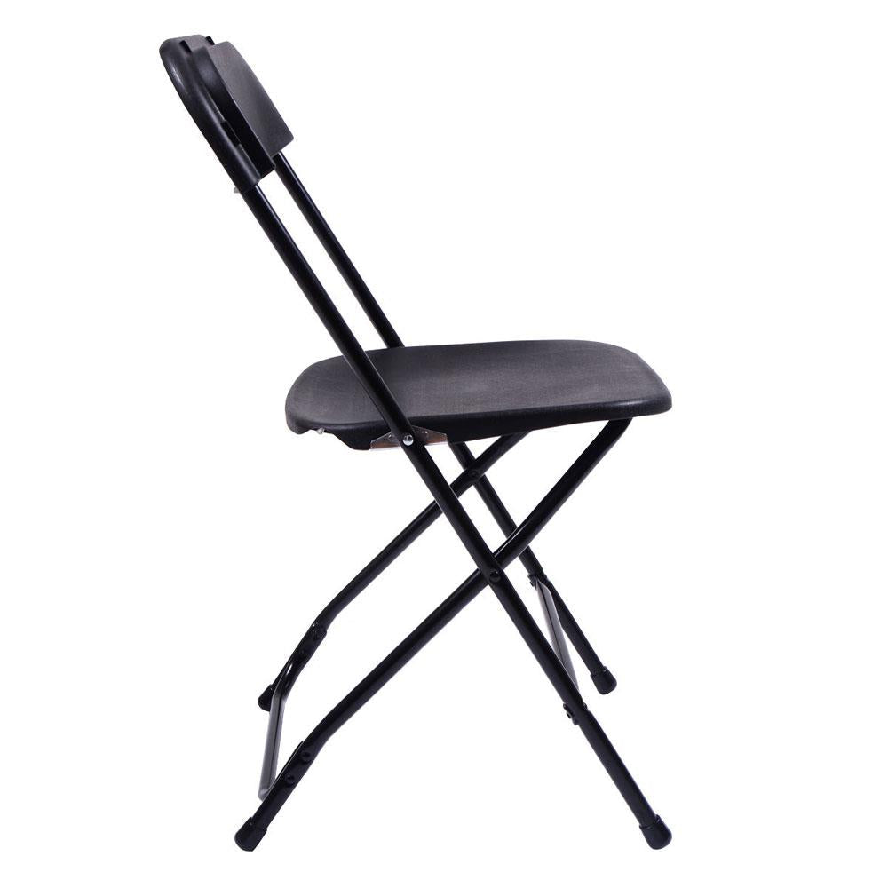 SalonMore Set of 5 Folding Chairs Heavy Duty Steel Frame Plastic Commercial Wedding Party Black