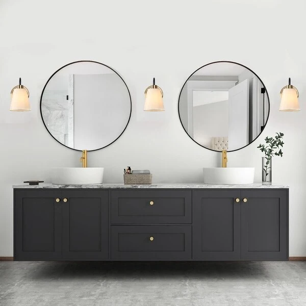 Barr Mid-Century Modern 1-Light Fabric Shade Bathroom Vanity Lights Dimmable - L 4.9