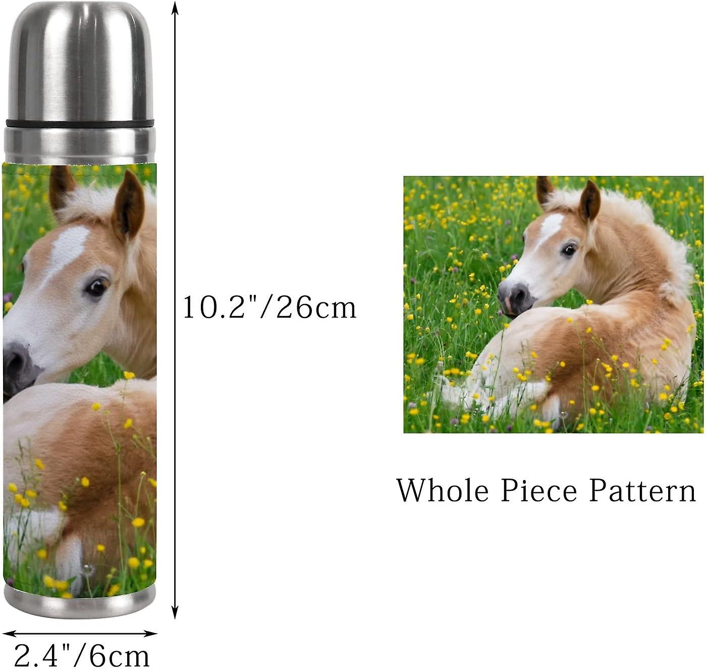 Insulated Mug Stainless Steel Water Bottle Horse Resting In Flowering Meadow Vacuum Cup Travel Mug