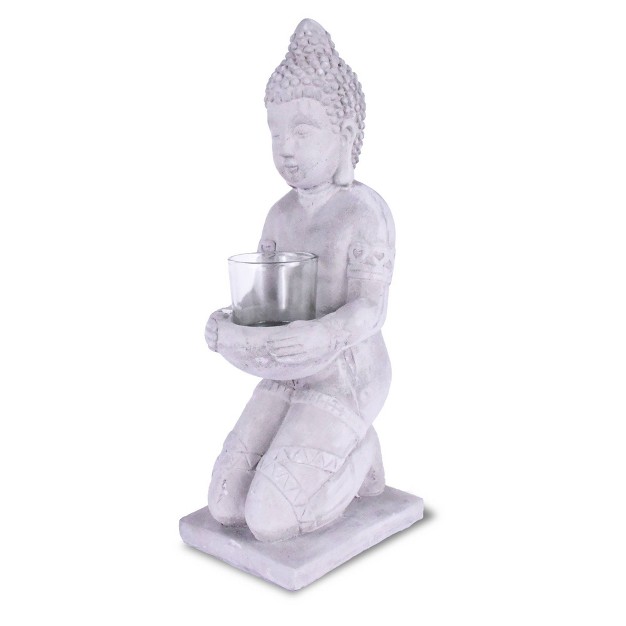 Cement Composite Buddha Statue Tealight Candle Holder Gray Rosemead Home amp Garden Inc