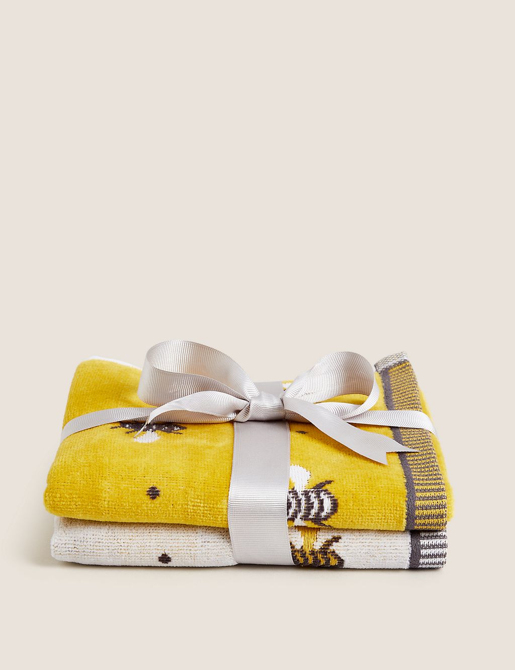 Set of 2 Pure Cotton Bee Towels