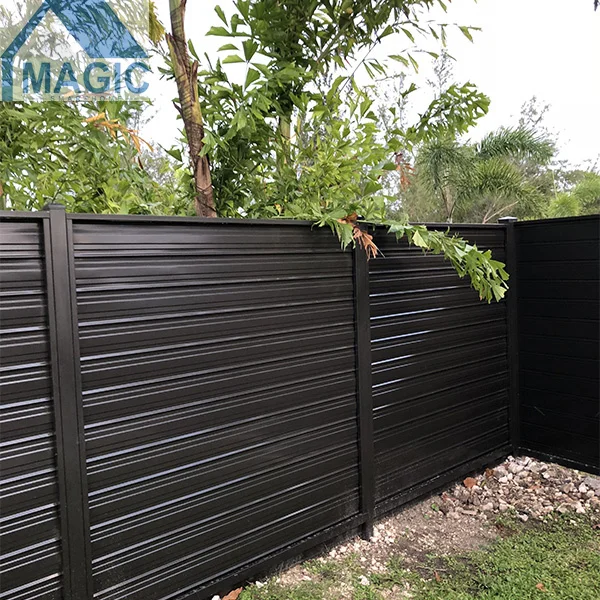 Powder coated black garden decorative welded blade aluminum slat 3D fence panels