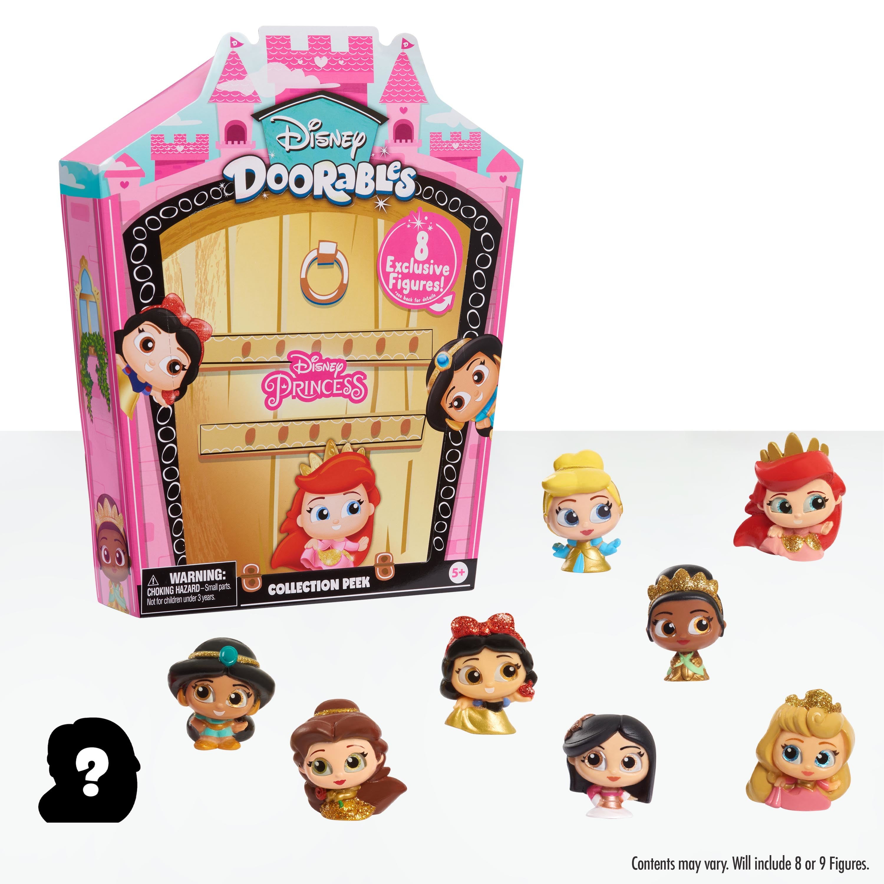 Disney Doorables Glitter and Gold Princess Collection Peek, Includes 8 Exclusive Mini Figures, Styles May Vary, Officially Licensed Kids Toys for Ages 5 Up, Gifts and Presents