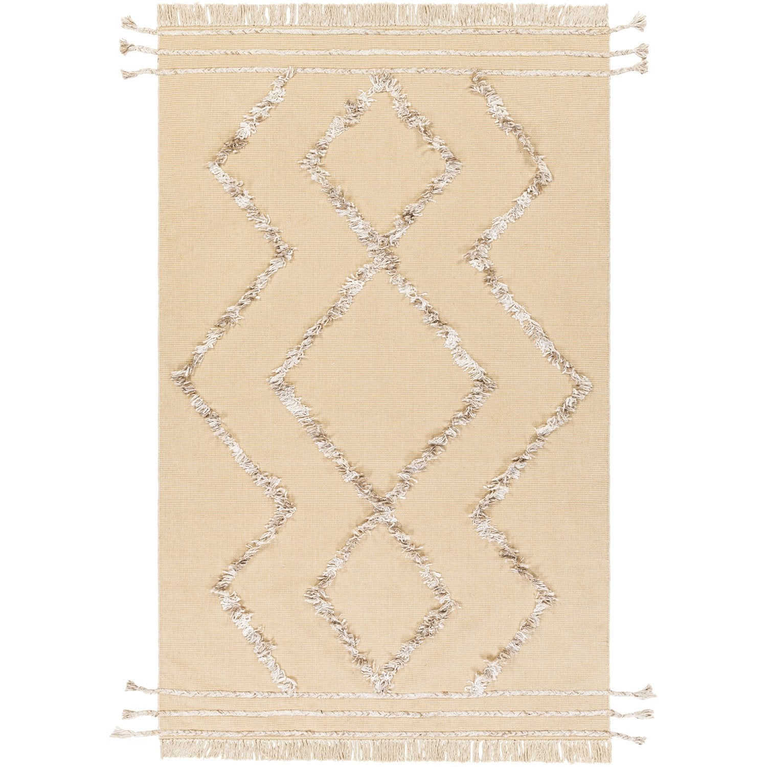 Palo Alto Hand Woven Rug in Wheat, White, Camel, Khaki, Beige, Dark Brown