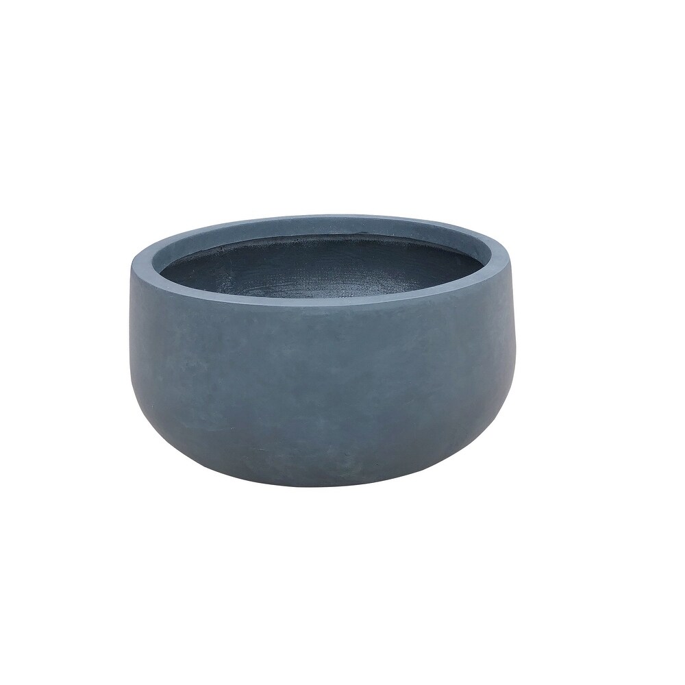 Kante Lightweight Concrete Outdoor Round Bowl Planter  Small  8 Inch Tall