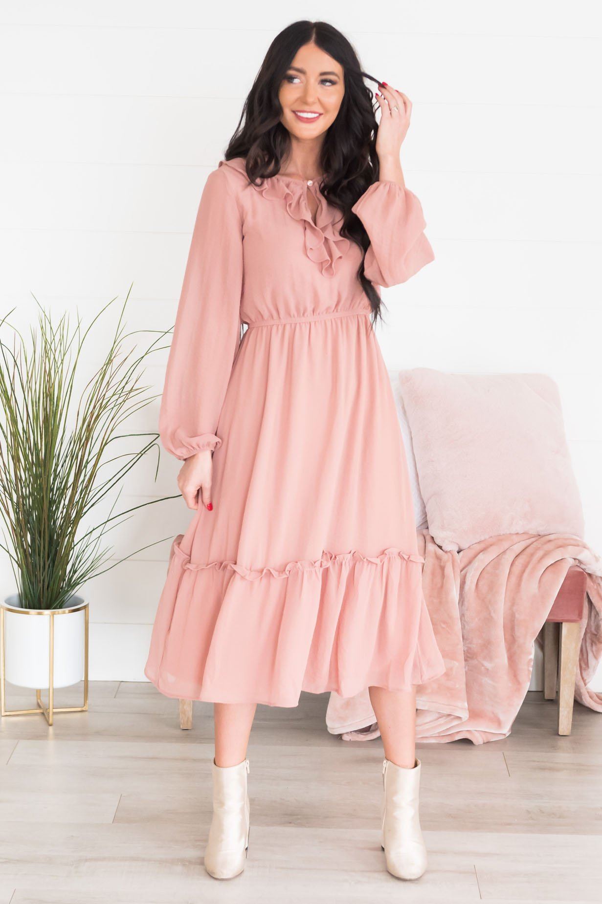 The Faith Modest Ruffle Dress