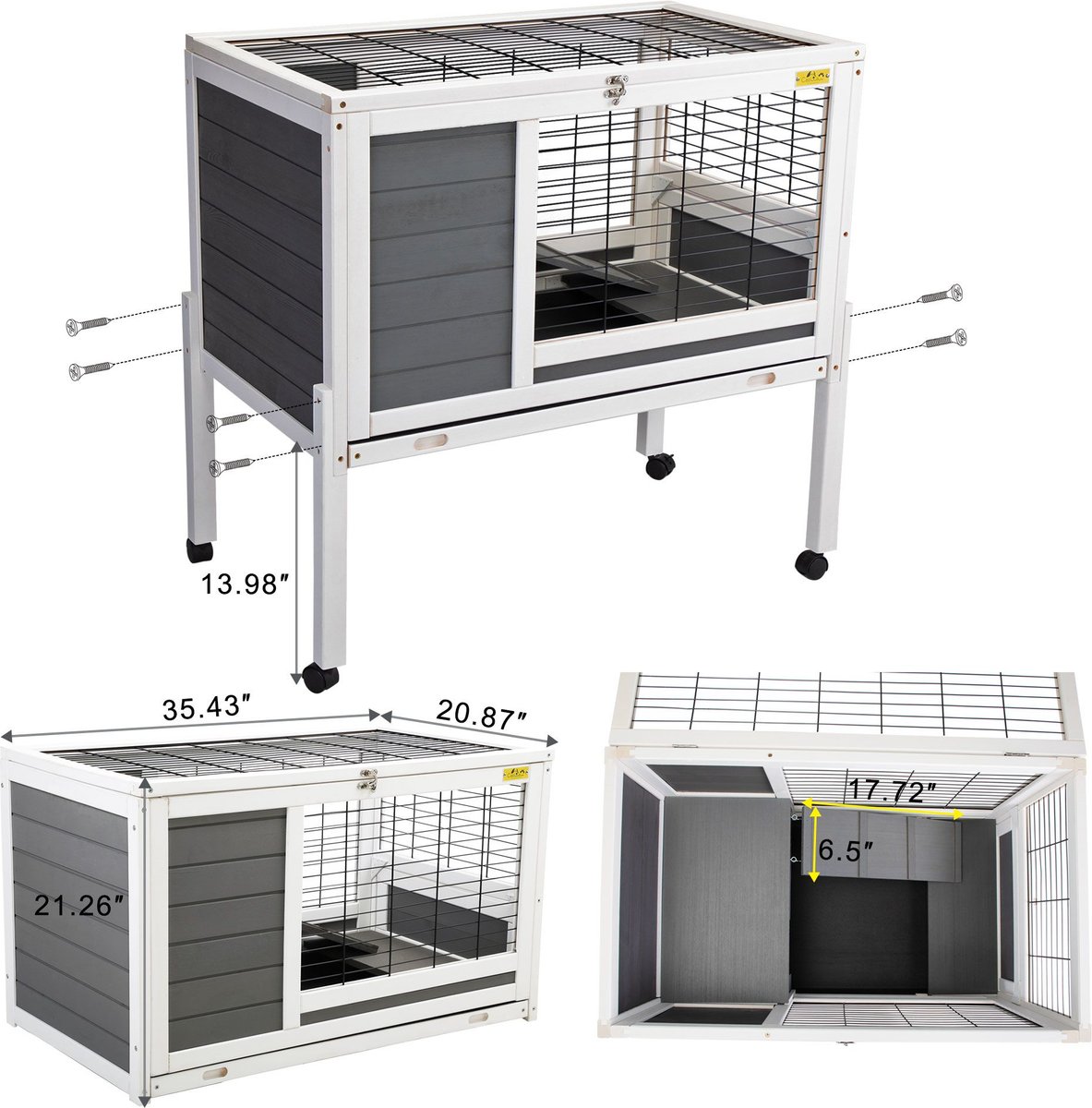 Coziwow by Jaxpety 2-Tier Wood Rabbit Hutch Small Animal Cage with Ramp