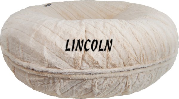 Bessie + Barnie Personalized Signature Luxury Extra Plush Faux Fur Bagel Cat and Dog Bed