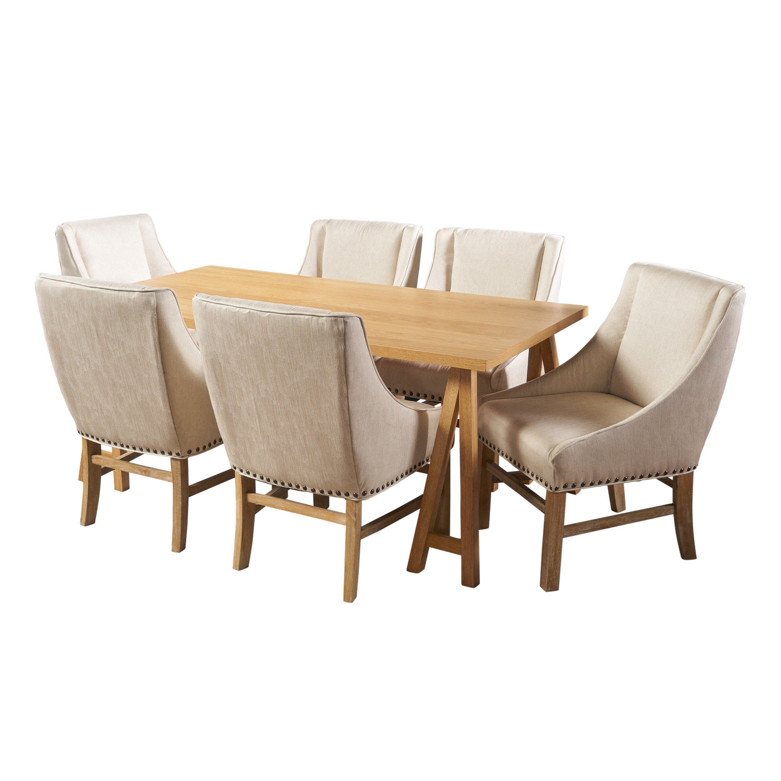 Sandor Farmhouse 7 Piece Wood Dining Set