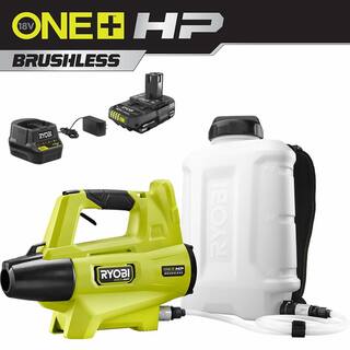 RYOBI ONE+ HP 18V Brushless Cordless 3 Gal. Backpack FoggerSprayer with 2.0 Ah Battery and Charger P2880