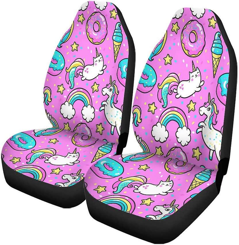 Set Of 2 Car Seat Covers Unicorn Universal Auto Front Seats Protector Fits For Car，suv Sedan，truck D---44047