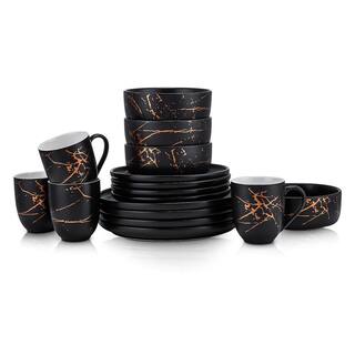 STONE LAIN Stone Lain Zora 32-Piece Dinnerware Set Porcelain Service For 8 Black BLB0461-B020002