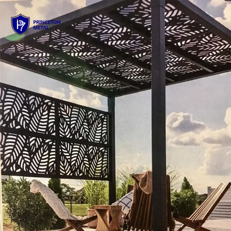 Commercial metal wall panel building projects facades decoration screen aluminum laser cut outdoor pergola roof