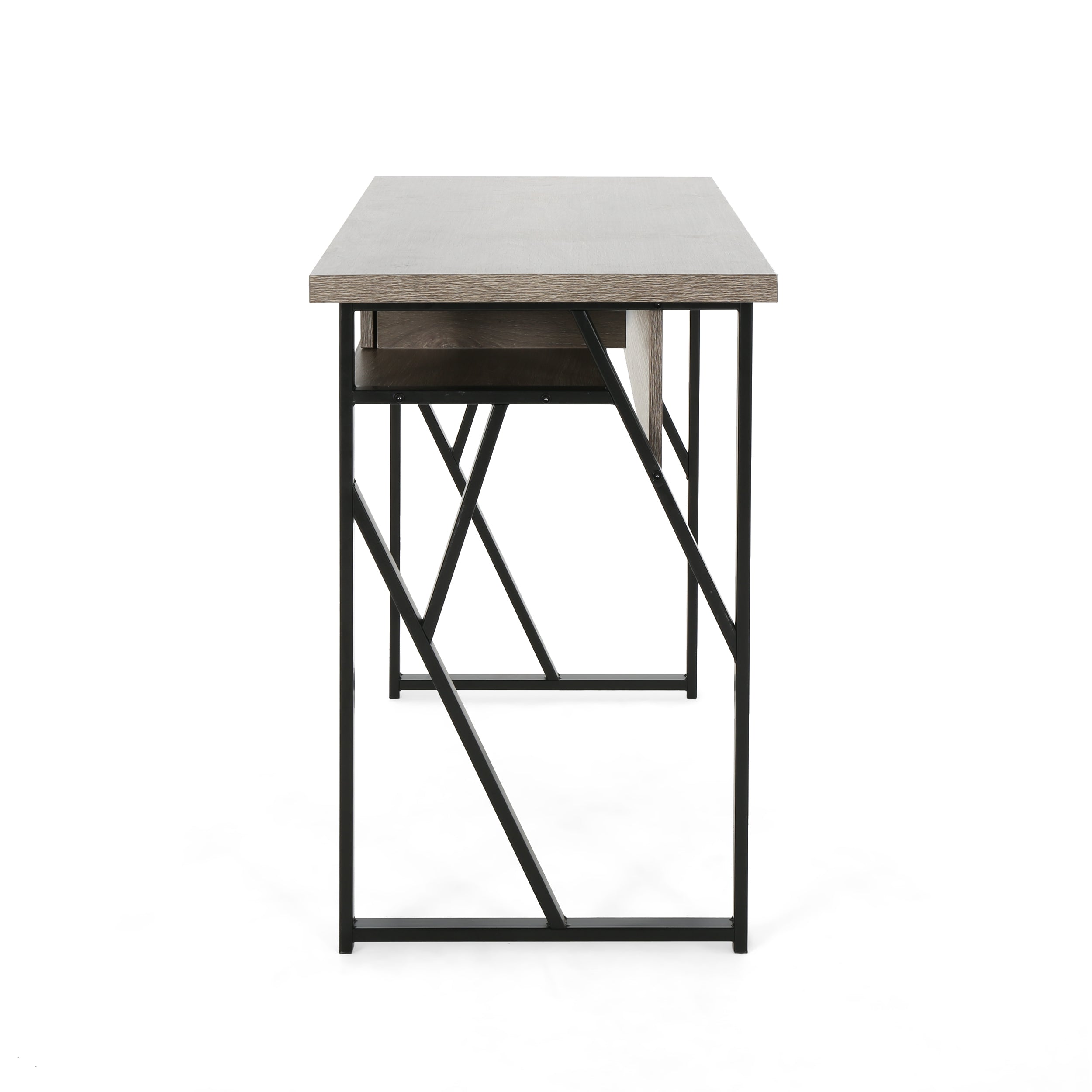 Janet Modern Industrial Iron Frame Writing Desk with Drawer