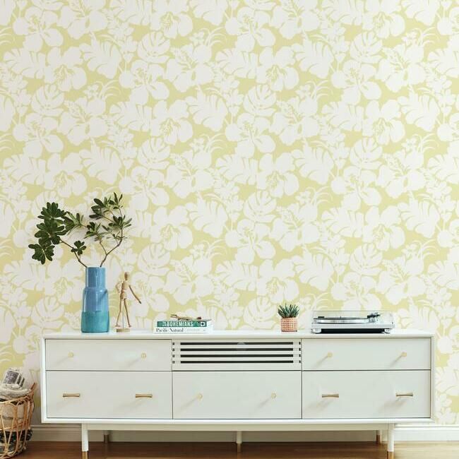 Hibiscus Arboretum Wallpaper in Yellow from the Water's Edge Resource Library