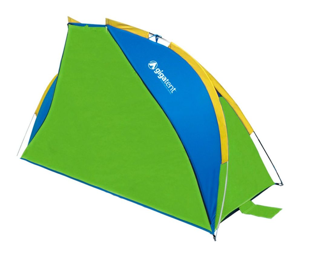 GigaTent Sand Castle Portable Beach Cabana Two Mesh Windows and Sand Pockets， Green and Blue