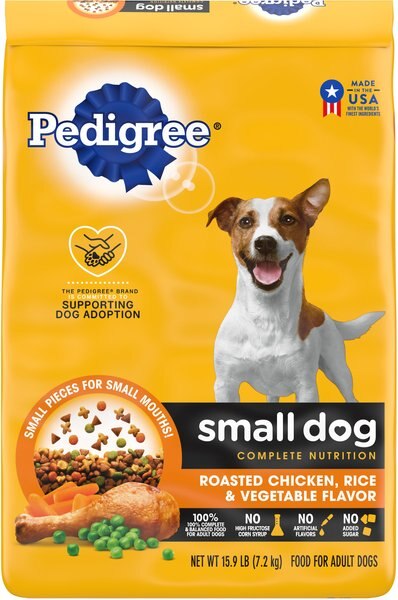 Pedigree Small Dog Complete Nutrition Roasted Chicken， Rice and Vegetable Flavor Small Breed Dry Dog Food