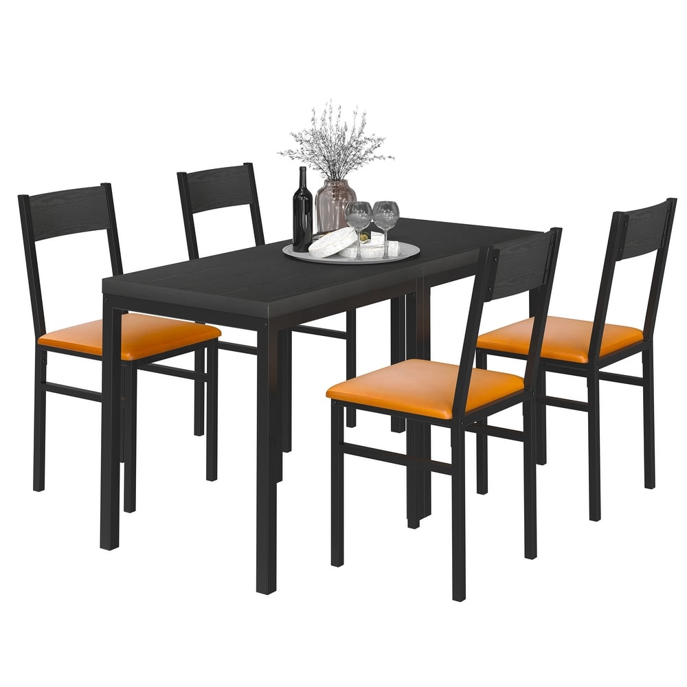 3 Piece Dining Table Set with 2 Cushioned Chairs for Kitchen Apartment