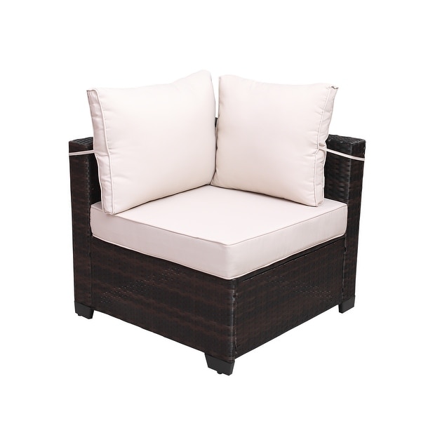 7Piece Rattan Sectional Sofa Set with Cushions and Table