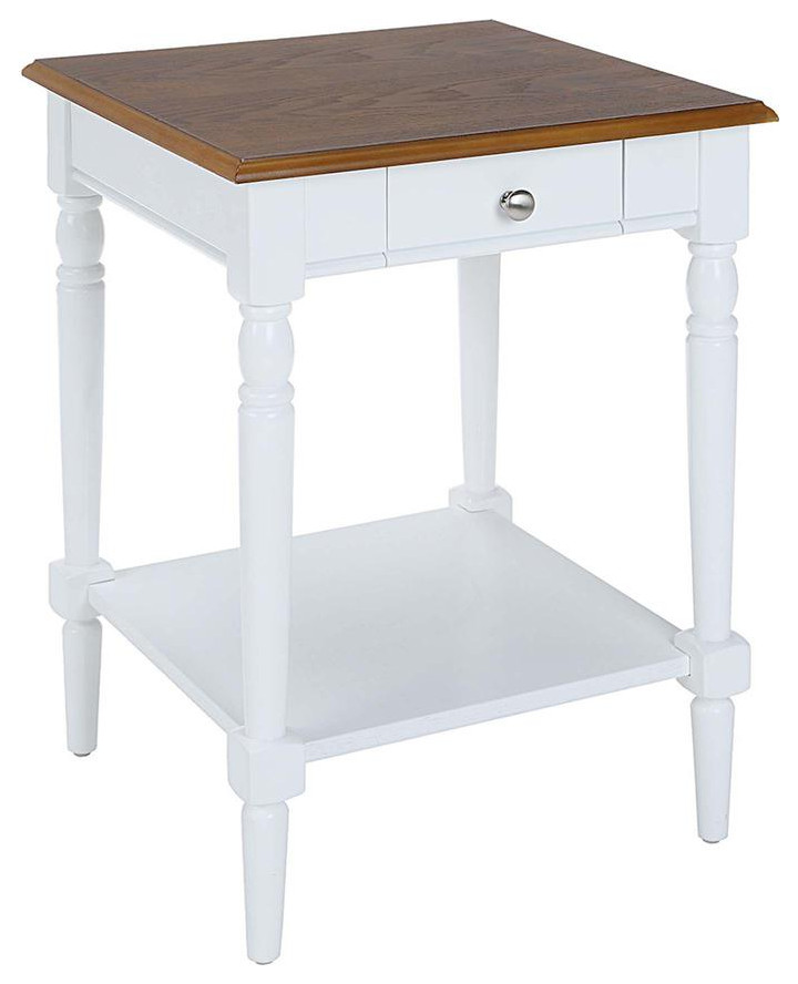 French Country 1 Drawer End Table with Shelf  Dark Walnut/White Finish   Contemporary   Coffee Tables   by BisonOffice  Houzz