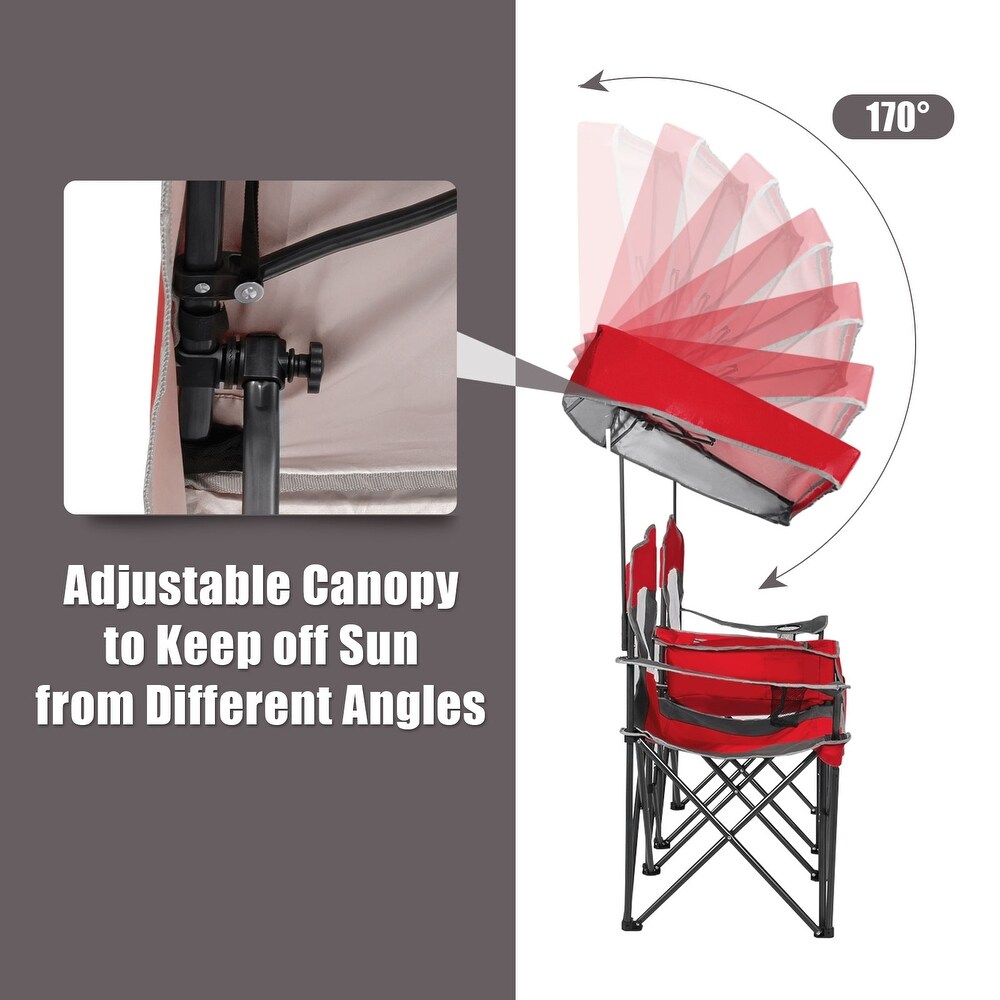 Portable Folding Camping Canopy Chairs with Cup Holder for 2 Person