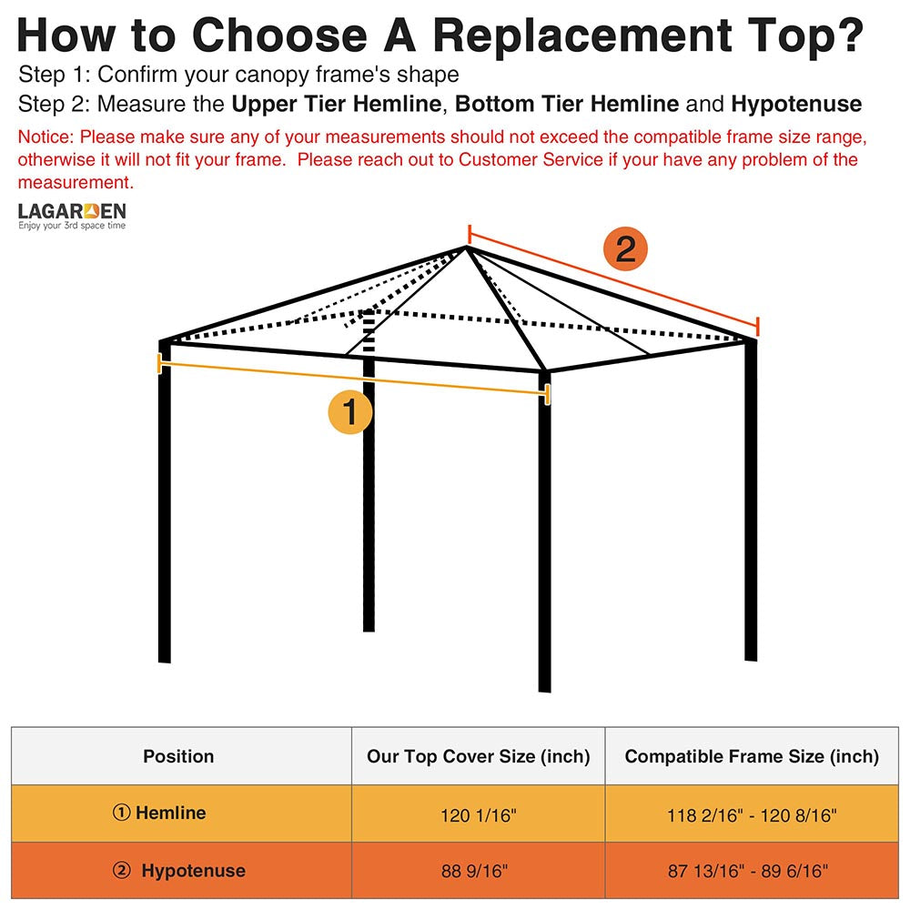 Yescom 10' x 10' Universal Gazebo Canopy Replacement Top Color Optional