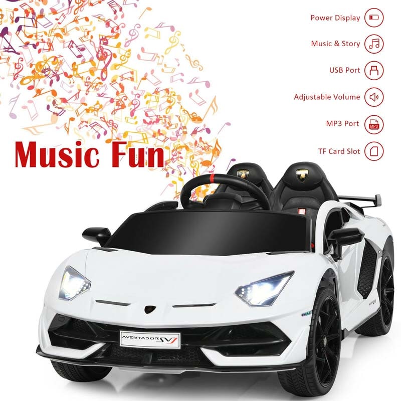 Licensed Lamborghini SVJ Kids Ride-On Car, 12V Battery Powered Sports Car Toy with Trunk & Remote