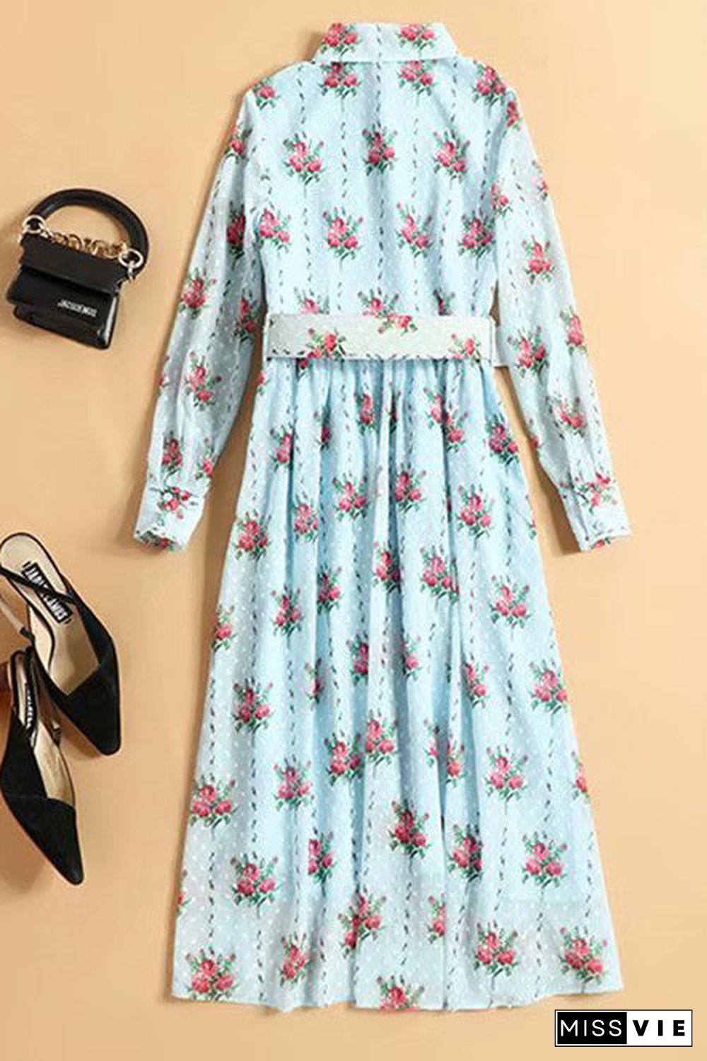 Kate Middleton Floral Print Belted Shirt Dress