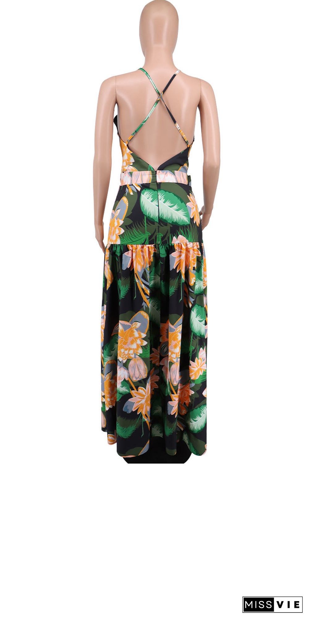 Temperament High-end Floral French Suspender Skirt