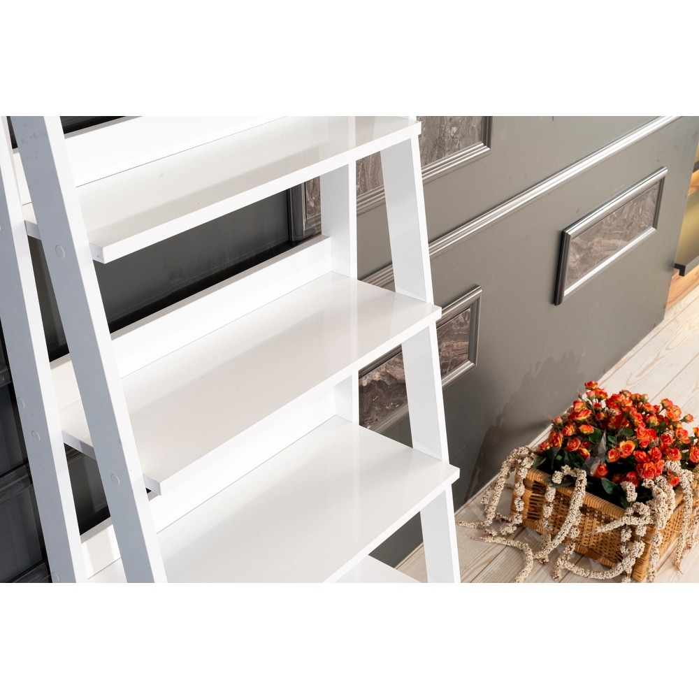 5 Tier Modern Ladder Bookshelf  Wood Frame Bookshelf for Small Spaces in your Living Rooms  Office Furniture Bookcase