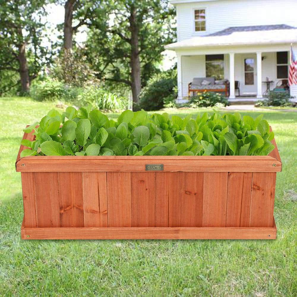 ANGELES HOME 28 12 in. x 9 12 in. Solid Fir Wood Flower Planter Box with Drainage Holes For Garden M34-8GT31