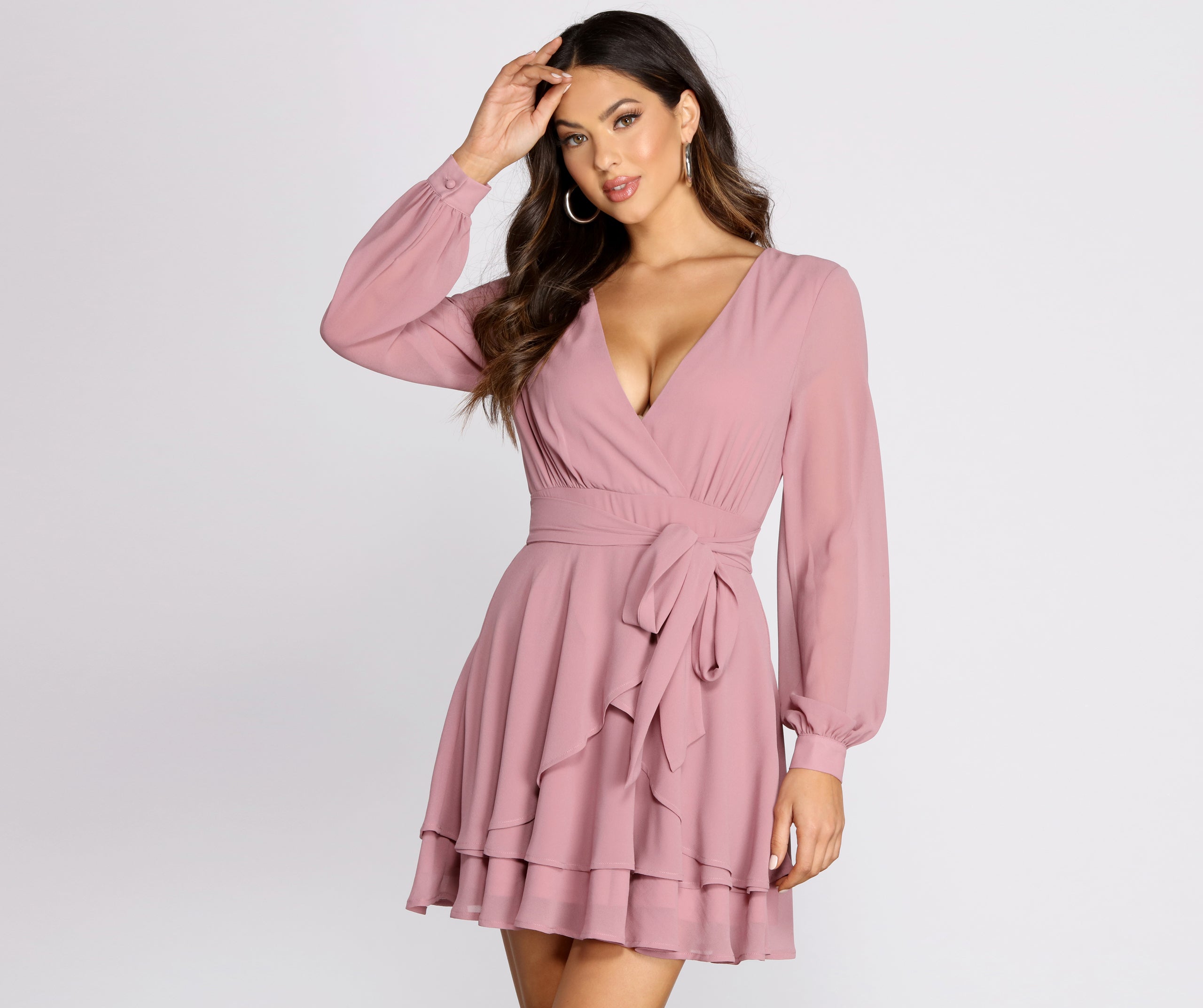 Radiating Ruffles Chiffon Dress