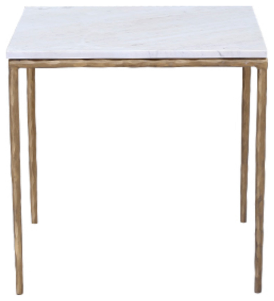 White Marble  ampBrass Finish Side Table   Transitional   Side Tables And End Tables   by Design Mix Furniture  Houzz