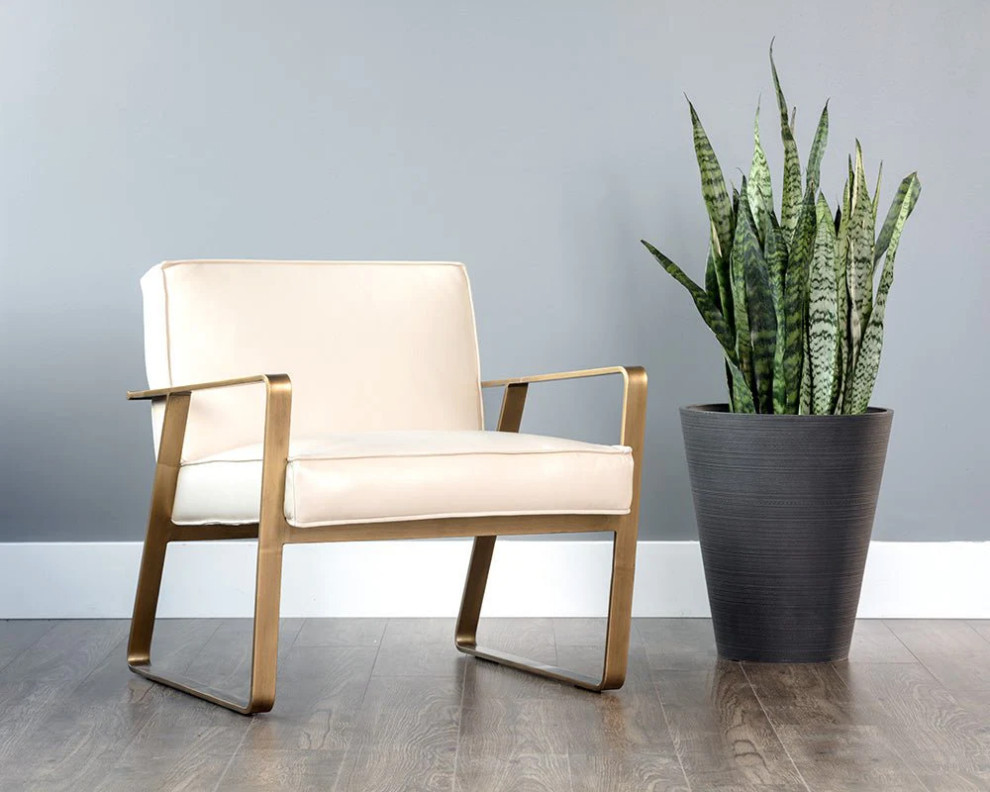 Tarmon Lounge Chair  Vintage Vanilla Leather   Contemporary   Armchairs And Accent Chairs   by Peachtree Fine Furniture  Houzz