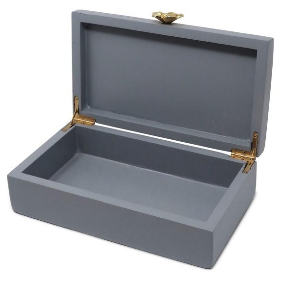 Classic Touch Grey Wood Decorative Box With Gold Flower Opener