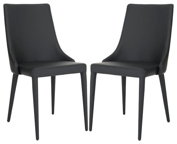 Maysa 19 quotH Leather Side Chair  Set of 2  Black   Midcentury   Dining Chairs   by V.S.D Furniture  Houzz