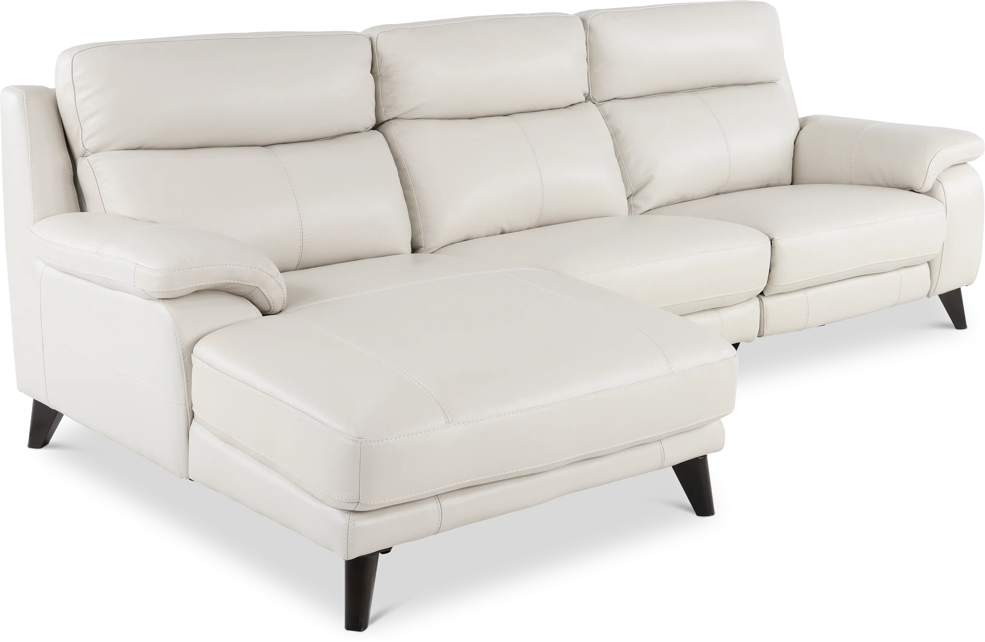 Venice White Leather-Match Power Reclining Sofa with Left-arm Facing Chaise