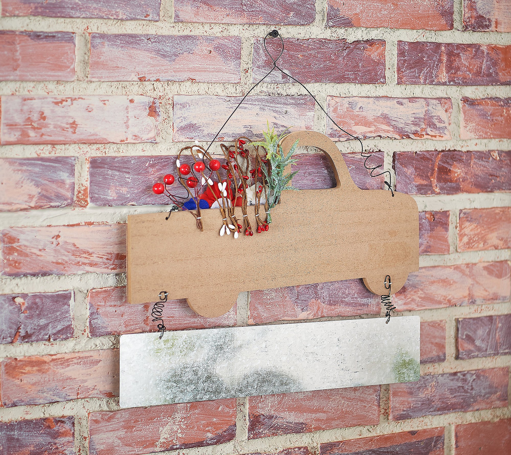 Willow Manor Hanging Patriotic Truck with Flowers