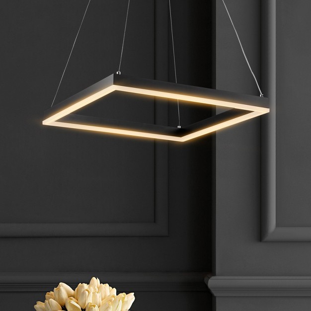 Led Nero Square Contemporary Metal Pendant Black Jonathan Y