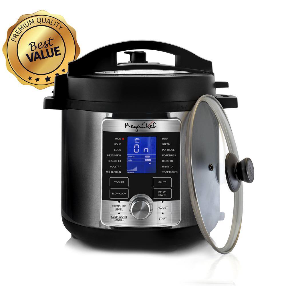 MegaChef 6 Qt. Stainless Steel Electric Pressure Cooker with Stainless Steel Pot 985111967M