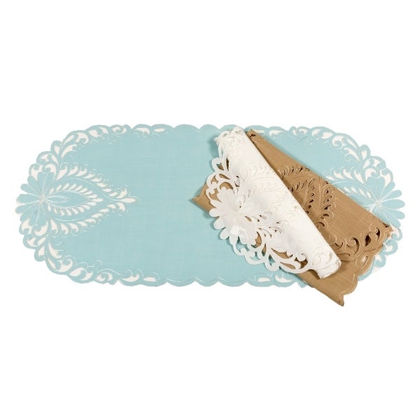 Wilshire Embroidered Cutwork Table Runner， 16 by 36-Inch， Beige